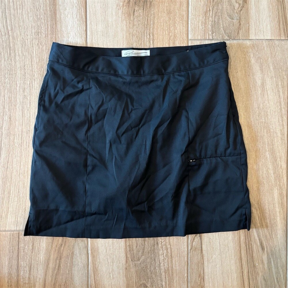 Greg Norman Skort Womens Size 6 Black Golf Athleisure Stretch Zip Pocket